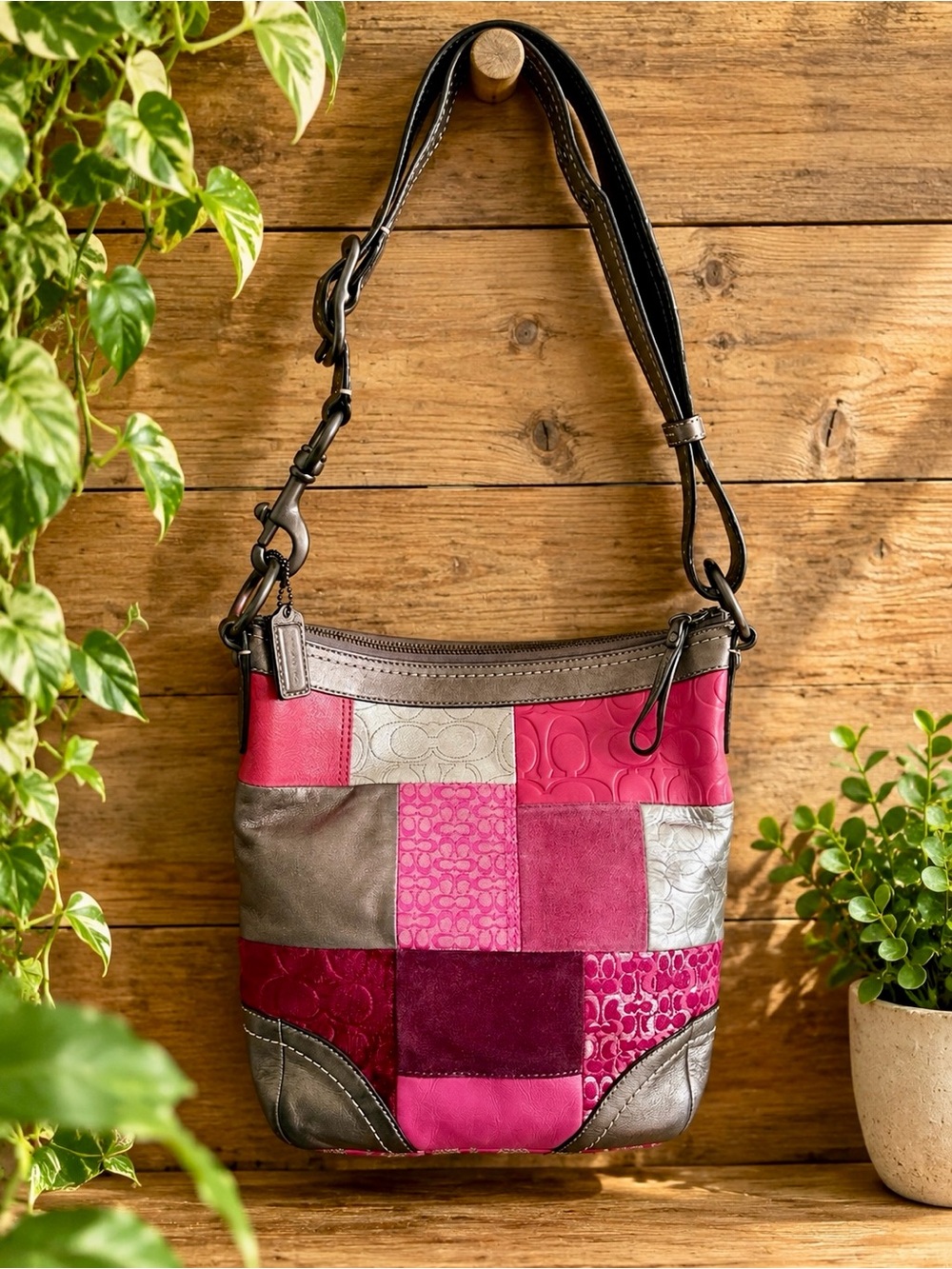 Vintage Coach Patchwork Shoulder Bag